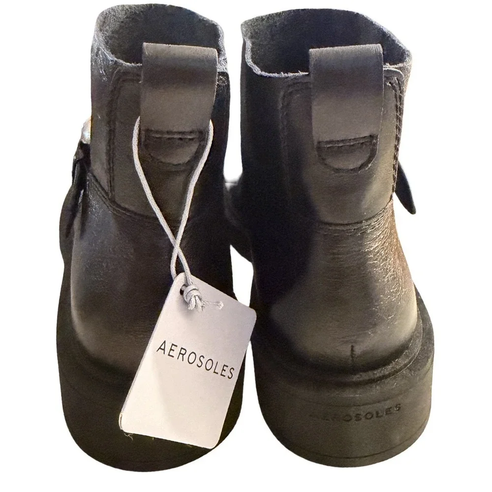 NEW Aerosoles Women's Leather Gill Ankle Boot Black Size 9M